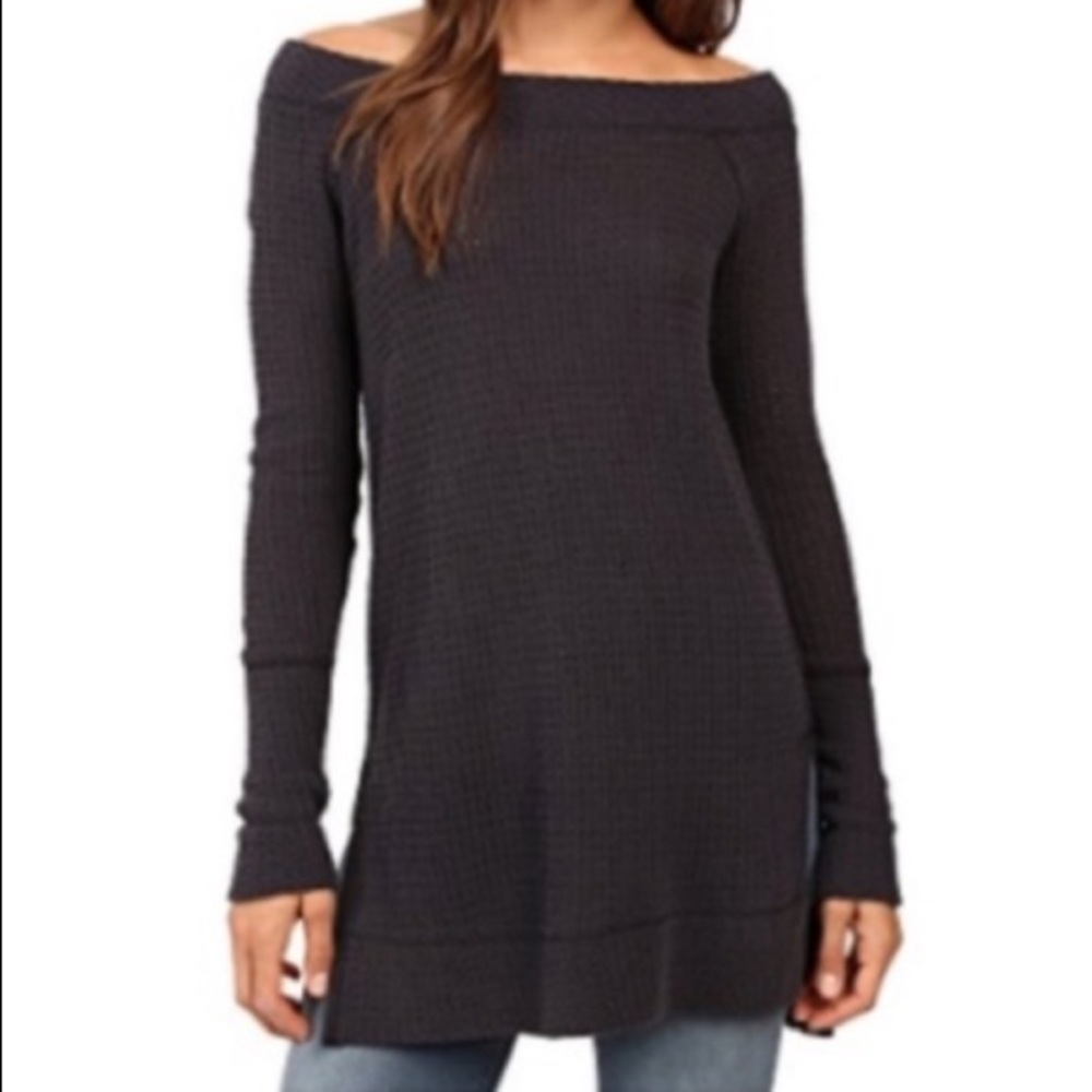 Free People Wide Neck Long Sleeve Kate Thermal Top